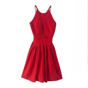 Ellen Tracy Women's Red Pleated Sleeveless‎ Side Zip Midi Dress Size 4